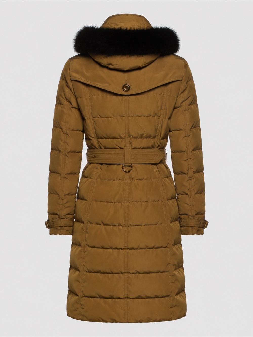 Burberry mid-length nylon Quilted down filled Belted Puffer Coat Fur Hood S 4 6 - Picture 4 of 4